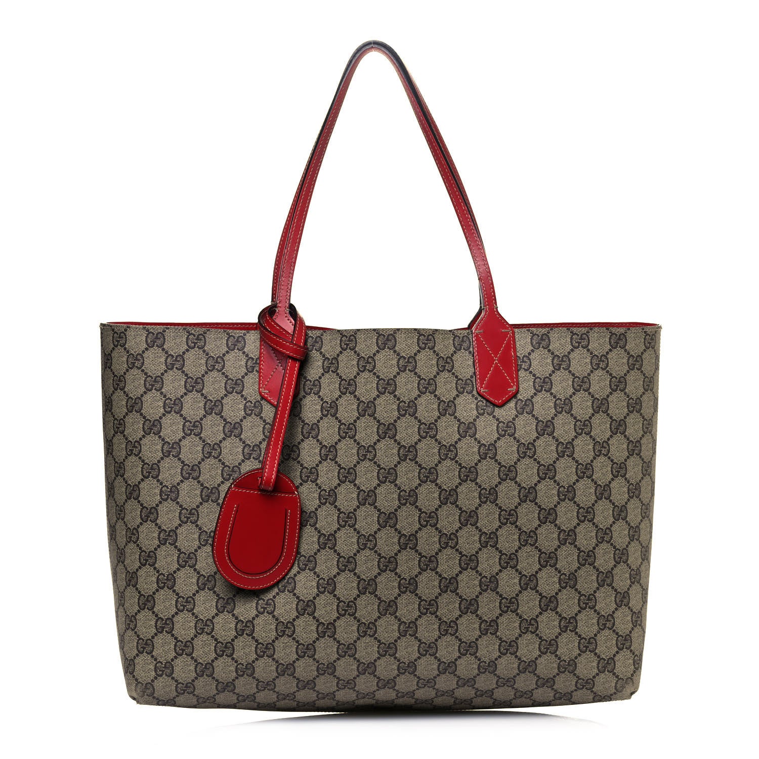 Gucci GG Supreme Medium Reversible Tote Beige Red 1 of 19