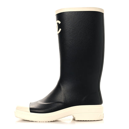 Chanel Caoutchouk CC High Boots  36 Black White 1 of 7