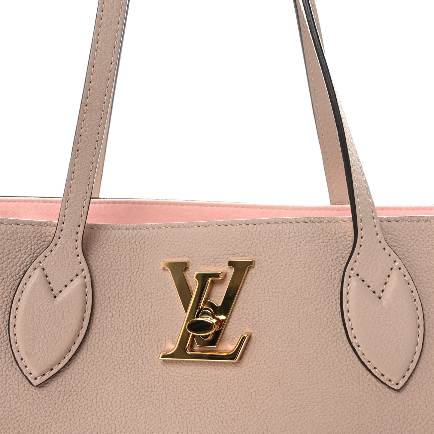 Grained Calfskin Lockme Shopper Greige