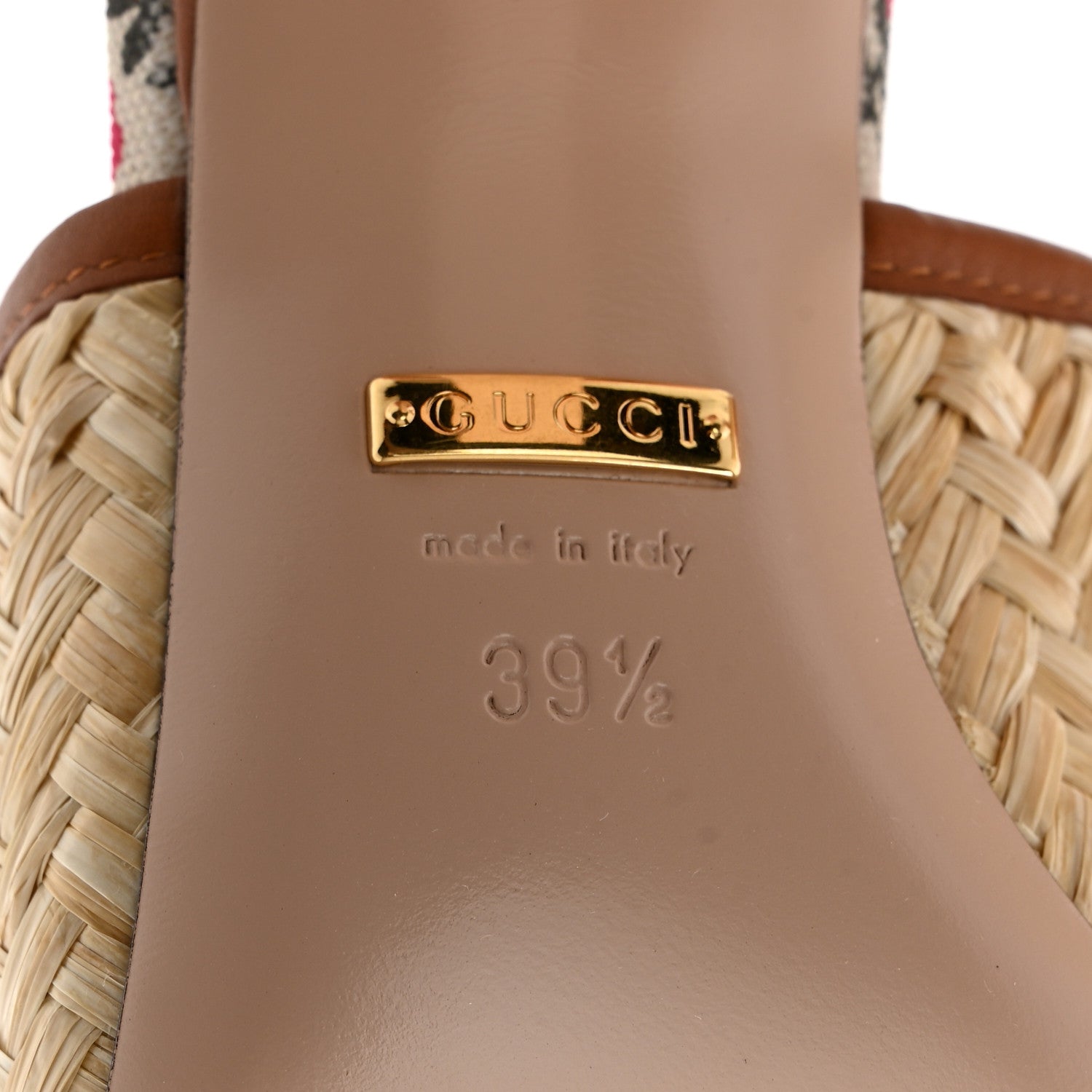 Gucci Raffia Malaga Kid Interlocking G Sandals 39.5 Natural 7 of 9