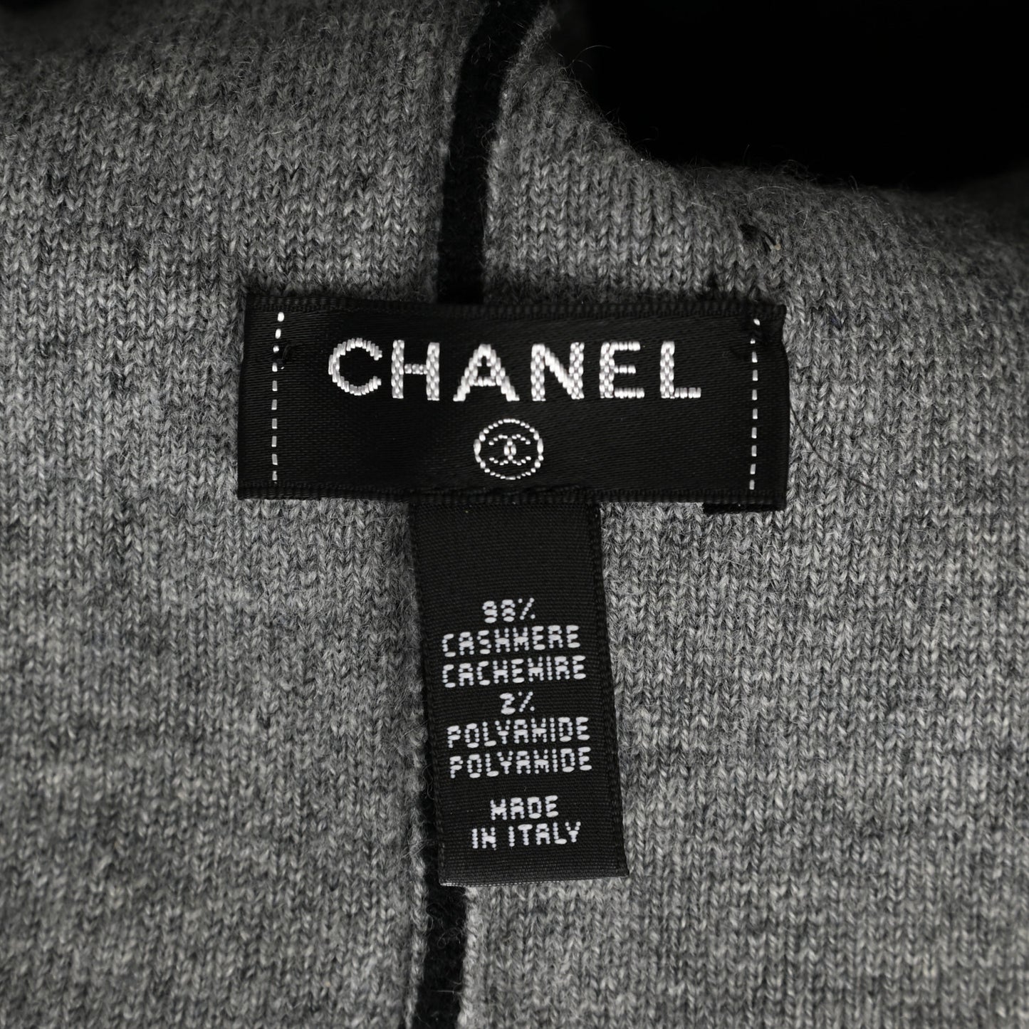 Cashmere Blend CC Beanie Hat Black Grey