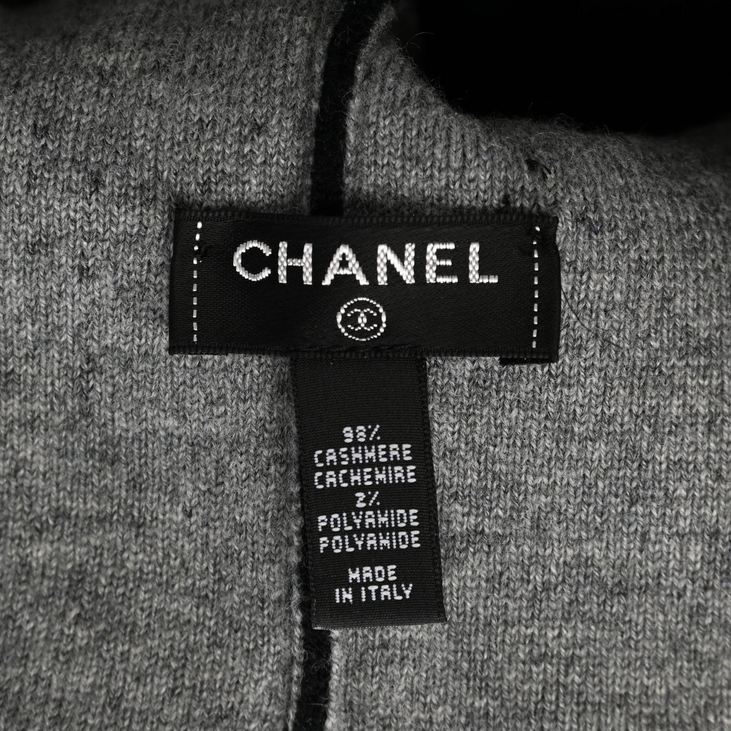 Chanel Cashmere Blend CC Beanie Hat Black Grey 4 of 4