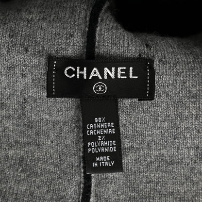 Chanel Cashmere Blend CC Beanie Hat Black Grey 4 of 4