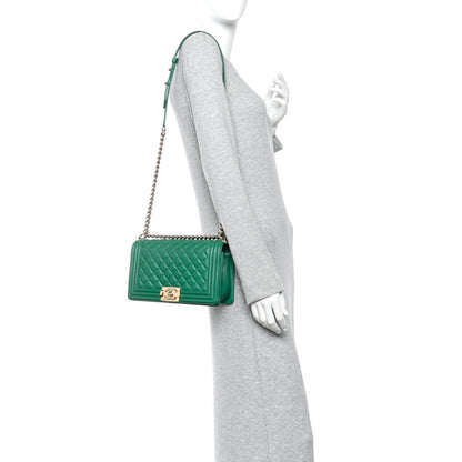 Chanel Calfskin Quilted Medium Boy Flap Green 2 of 11