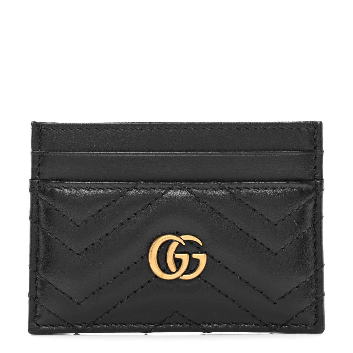 Gucci Calfskin Matelasse GG Marmont Card Holder Black 1 of 8