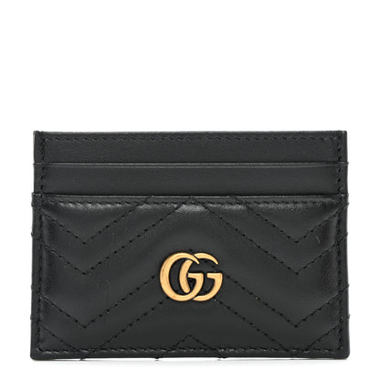 Gucci Calfskin Matelasse GG Marmont Card Holder Black 1 of 8