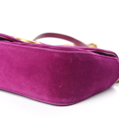 Gucci Velvet Matelasse Small GG Marmont Shoulder Bag Fuchsia Violet Cyclamen 6 of 12