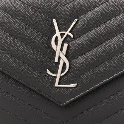 Saint Laurent Grain De Poudre Matelasse Chevron Monogram Chain Wallet Earth 8 of 10