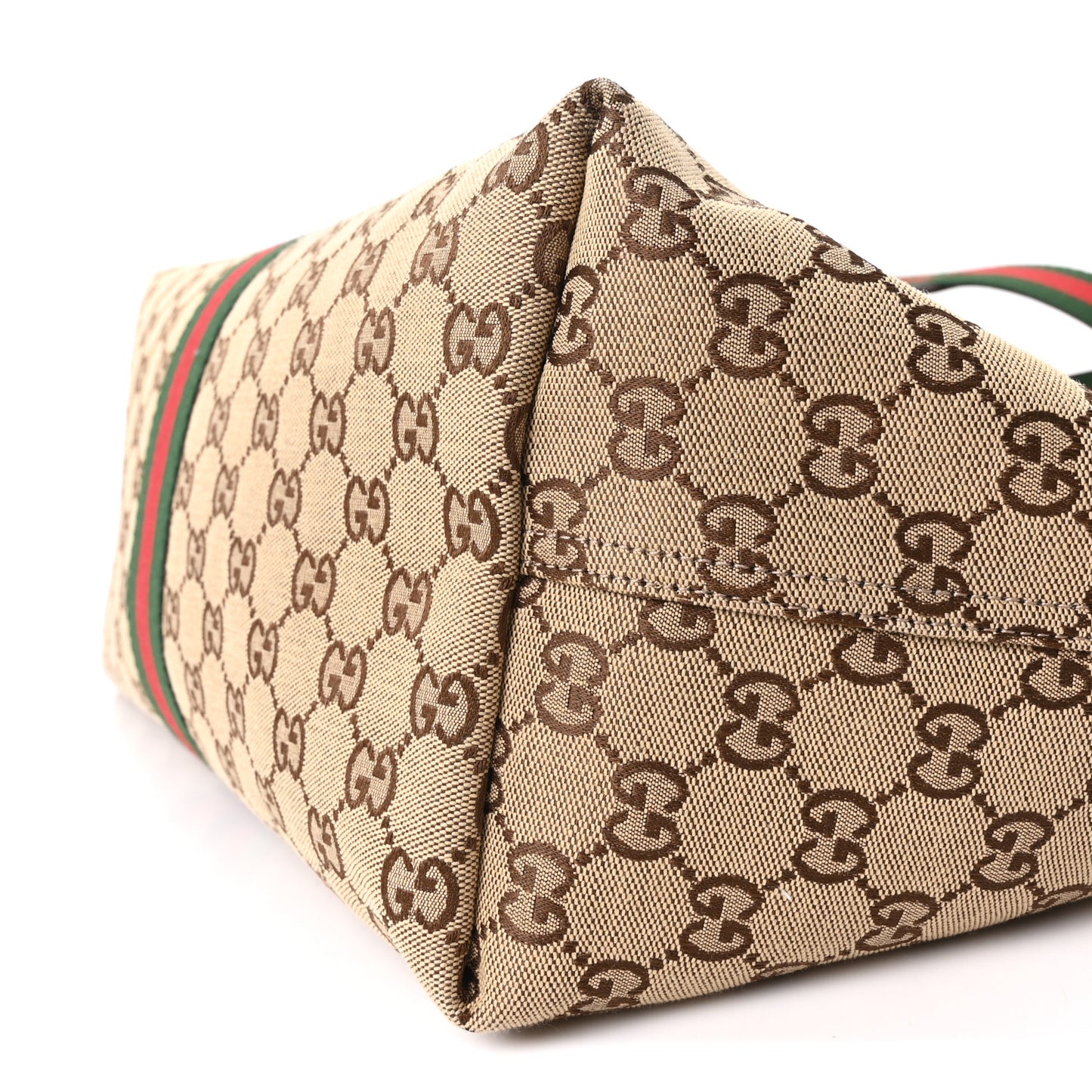 GG Monogram Web Large Giglio Tote Beige Brown
