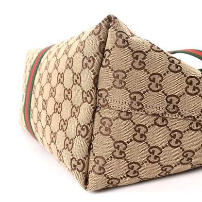 Gucci GG Monogram Web Large Giglio Tote Beige Brown 10 of 11