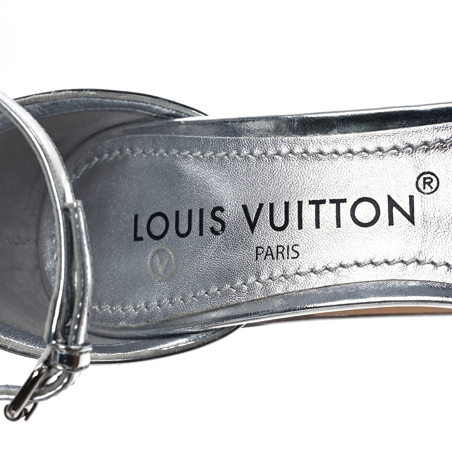 Metallic Calfskin Fame Platform Sandals 38 Argent