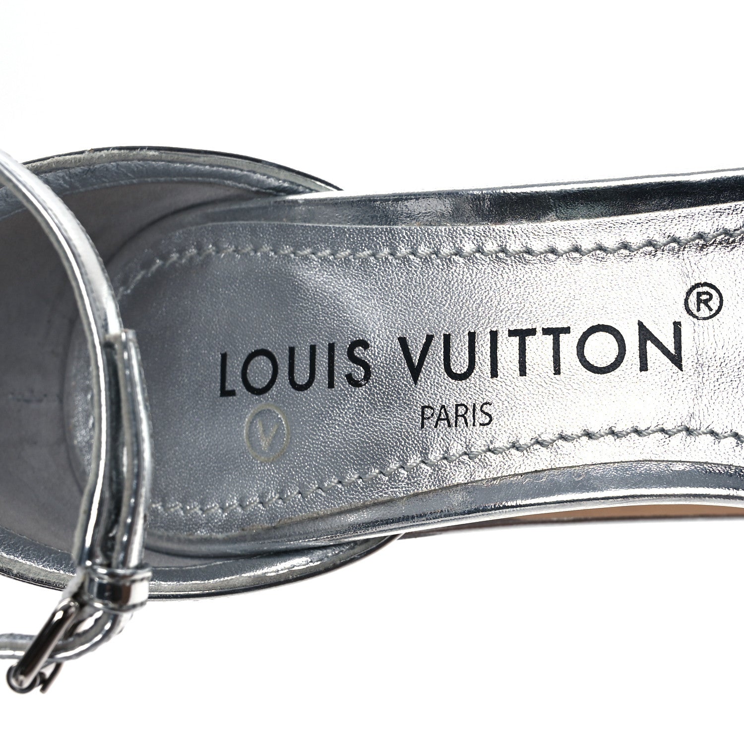 Louis Vuitton Metallic Calfskin Fame Platform Sandals 38 Argent 9 of 13