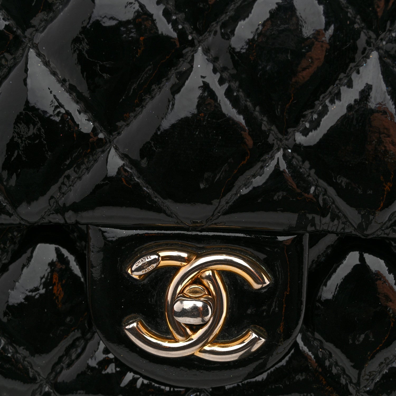 Chanel Patent Goatskin Quilted Small CC Eyelet Flap Black 13 of 13