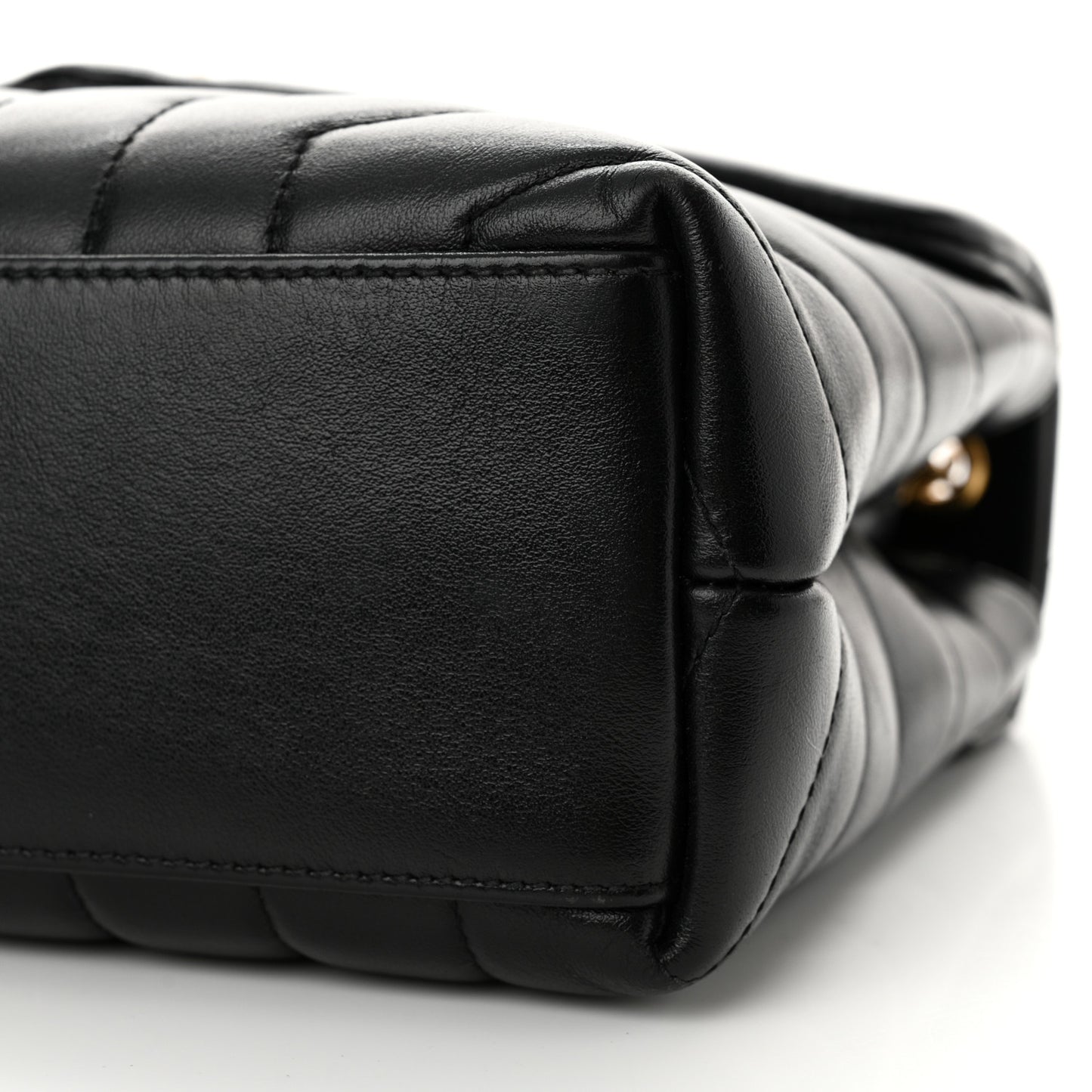 Calfskin Y Quilted Monogram Small Loulou Chain Satchel Black