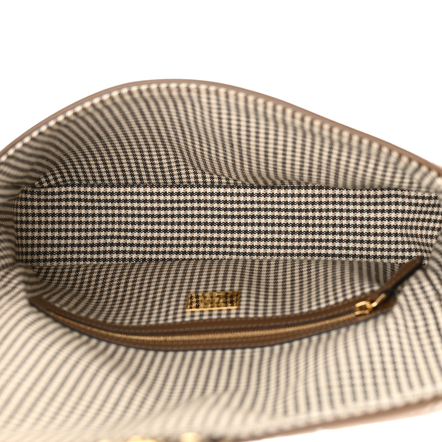 Fendi Wool Vitello King Houndstooth FF Embroidered Baguette Beige Moro 5 of 10
