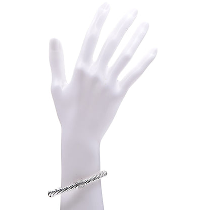 David Yurman Sterling Silver Diamond 6mm Moonlight Ice Hinged Bracelet 2 of 7