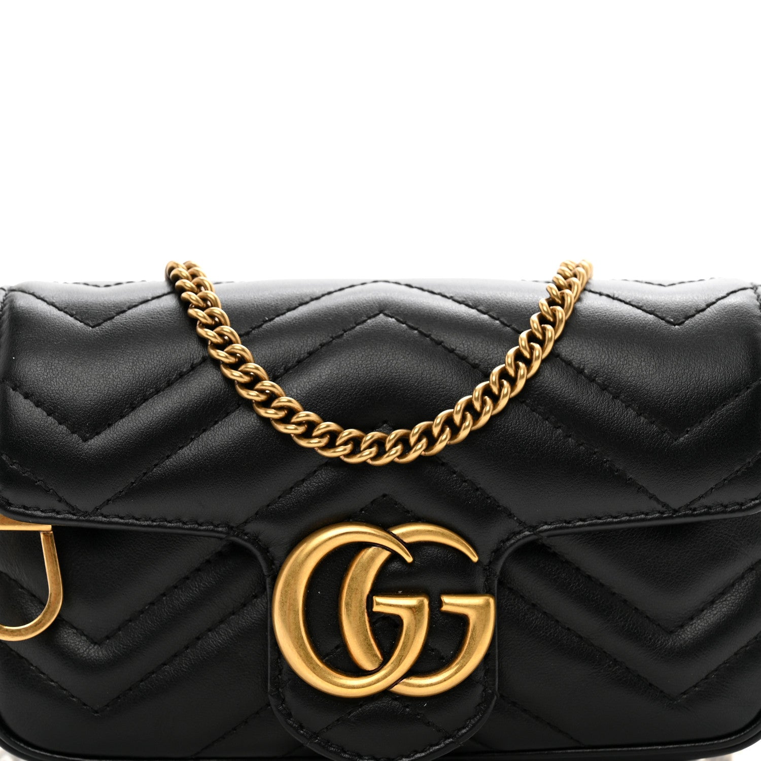 Gucci Calfskin Matelasse Super Mini GG Marmont Shoulder Bag Black 8 of 10