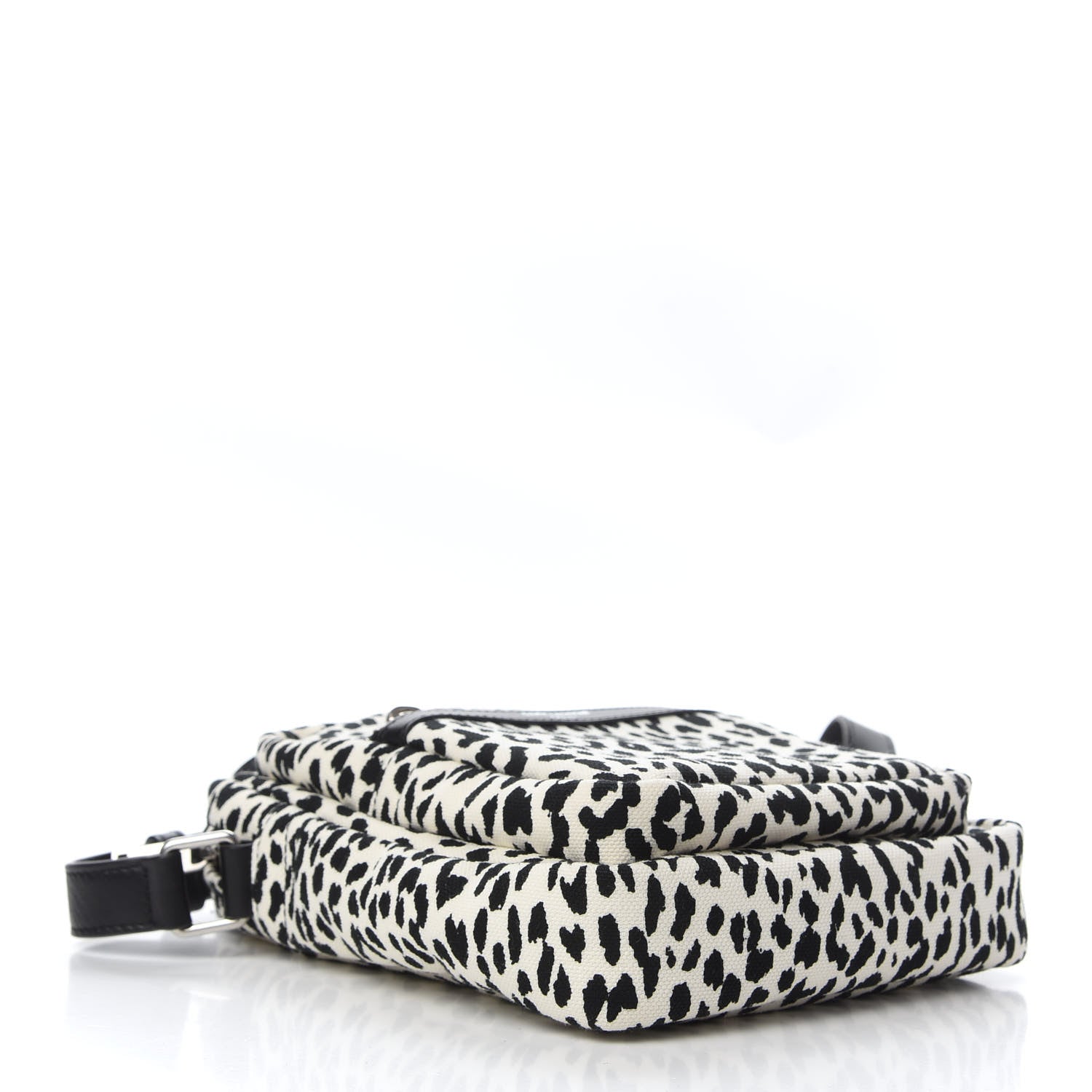 Saint Laurent Canvas Leopard Print Sid Messenger Bag Black White 4 of 9