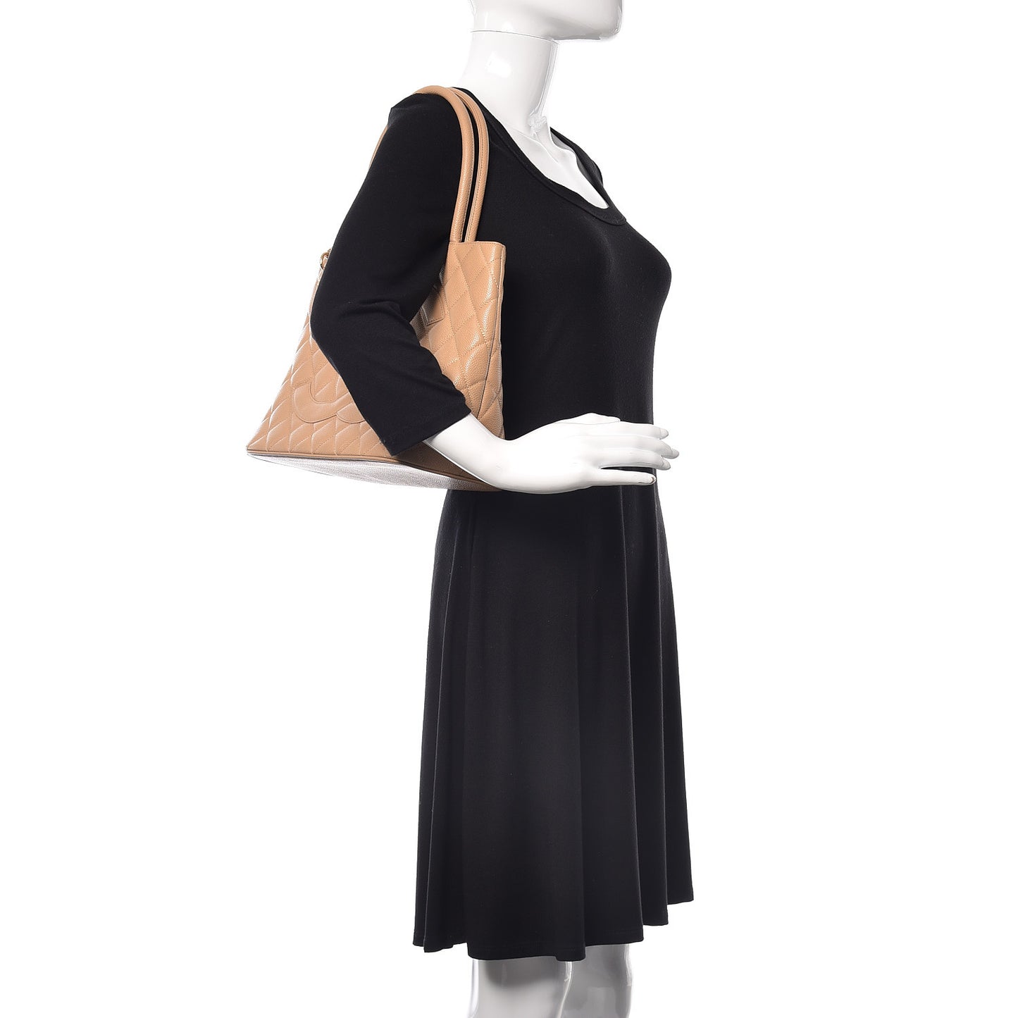 Caviar Quilted Medallion Tote Beige