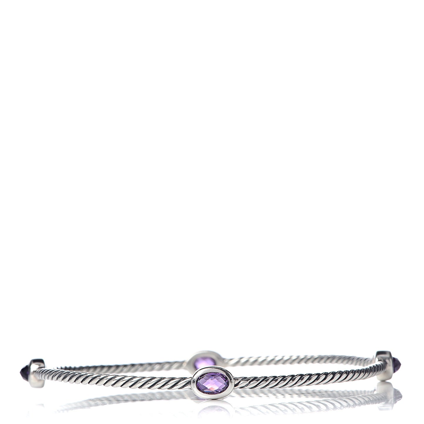 Sterling Silver Amethyst Color Classics Cable Bangle Bracelet Set of 2