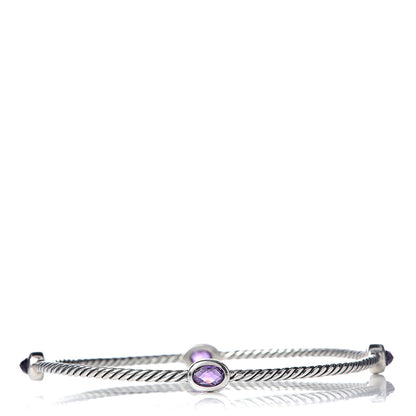 David Yurman Sterling Silver Amethyst Color Classics Cable Bangle Bracelet Set of 2 3 of 5