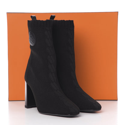 Hermes Knit Calfskin Volver Ankle Boots 38 Black 8 of 8