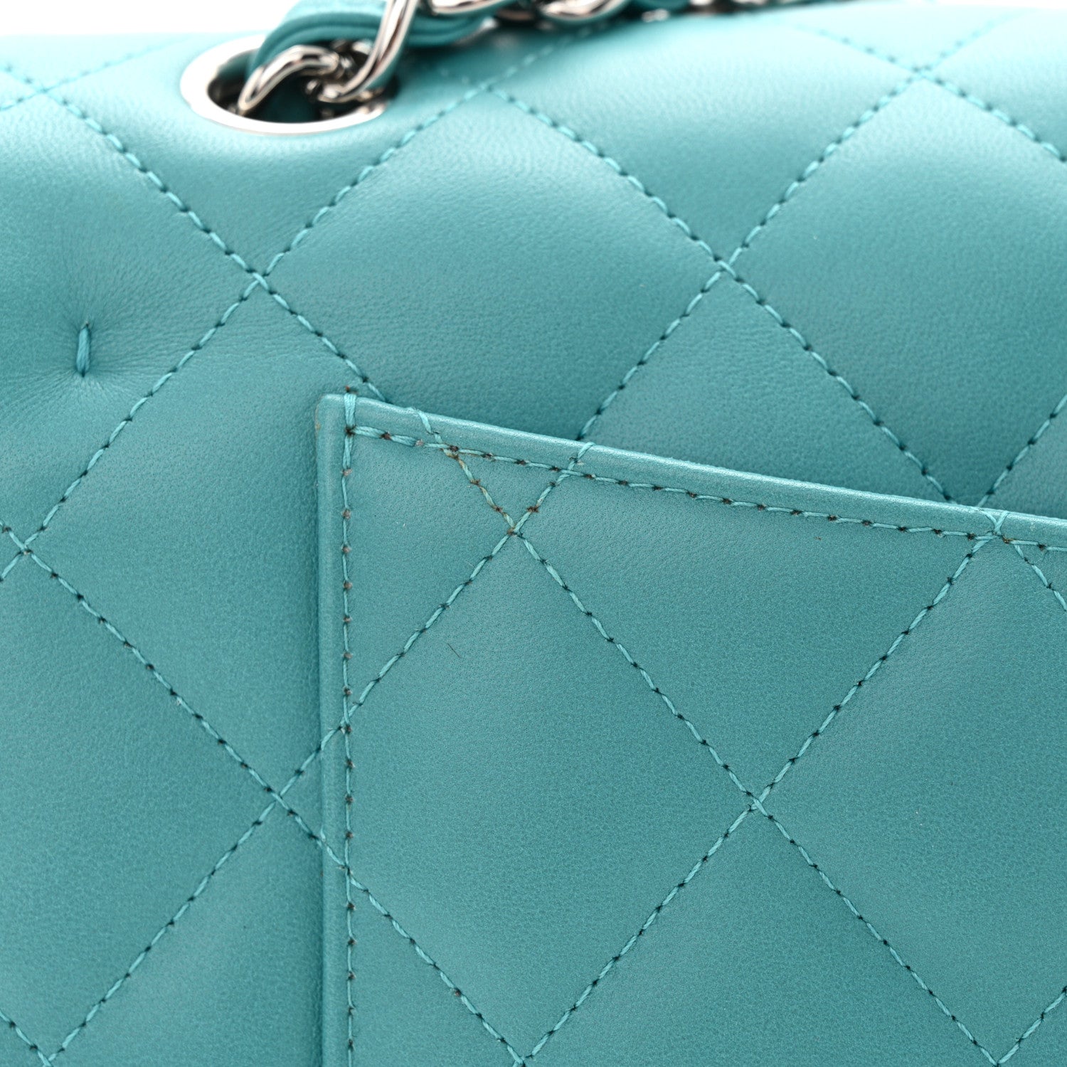 Chanel Lambskin Quilted Jumbo Double Flap Turquoise 12 of 12