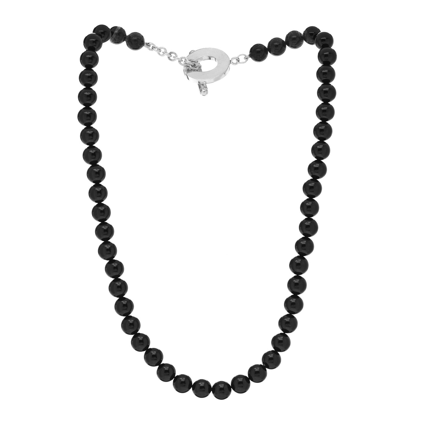 Sterling Silver Black Onyx Bead Toggle Necklace