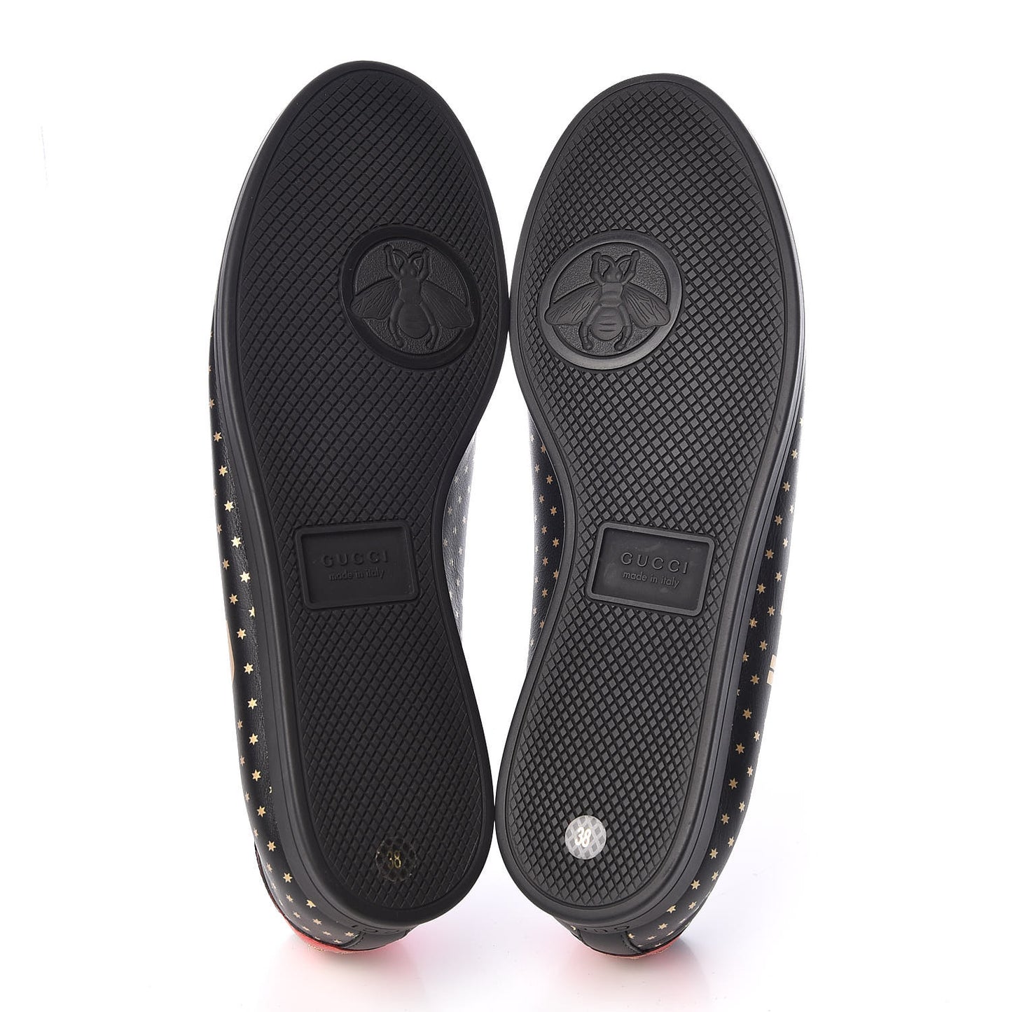 X SEGA Calfskin GUCCY Stars Womens Falacer Sneakers 38 Black