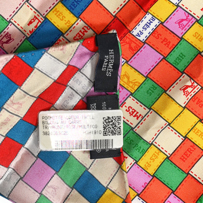 Hermes Silk Bolduc Au Carre Coeur Pocket Scarf Jaune Rose Multicolor 4 of 4