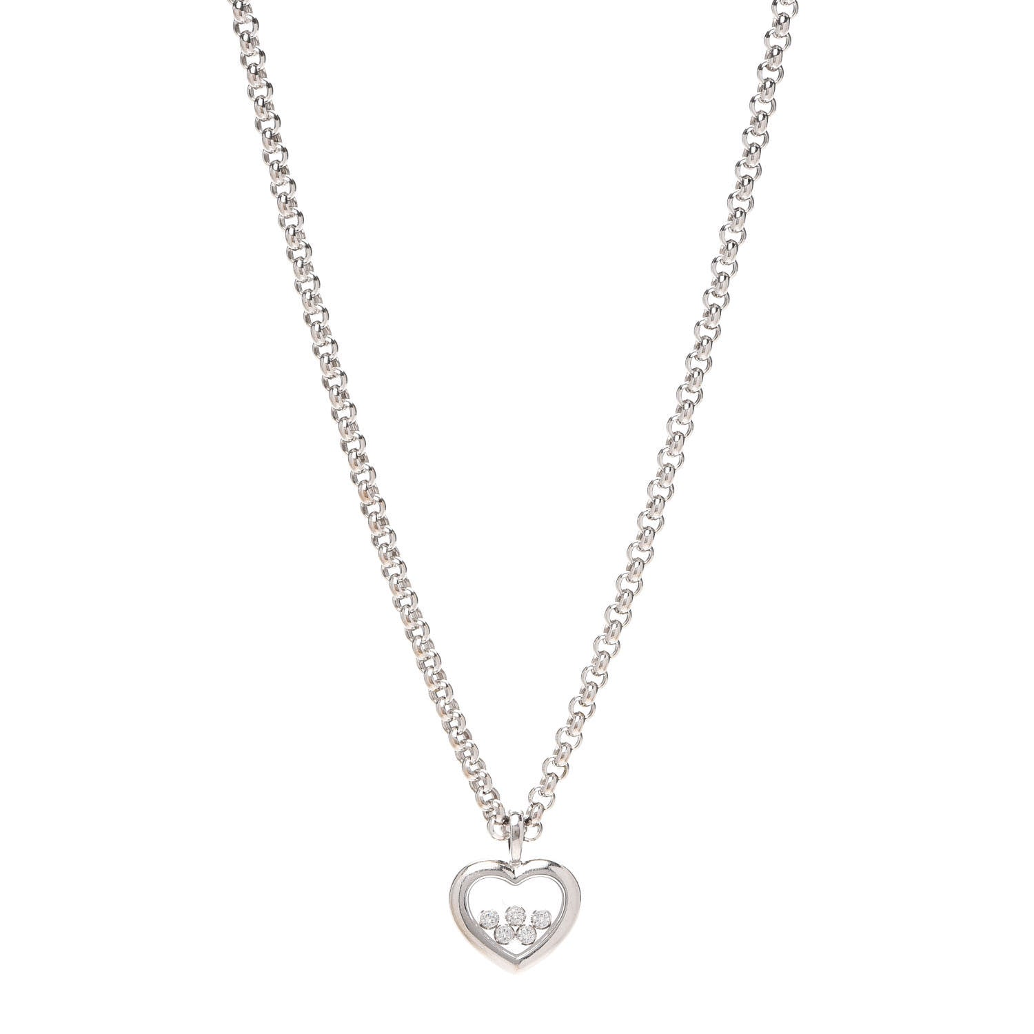 Chopard 18K White Gold 5 Happy Diamonds Icons Heart Pendant Necklace 1 of 5