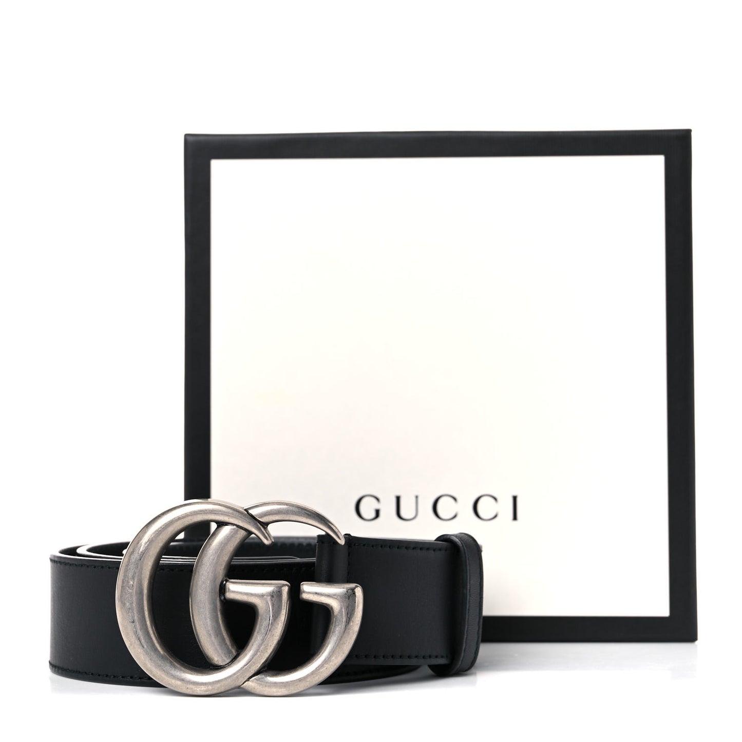 Moon Calfskin Nickel Double G 40mm Belt 90 36 Black