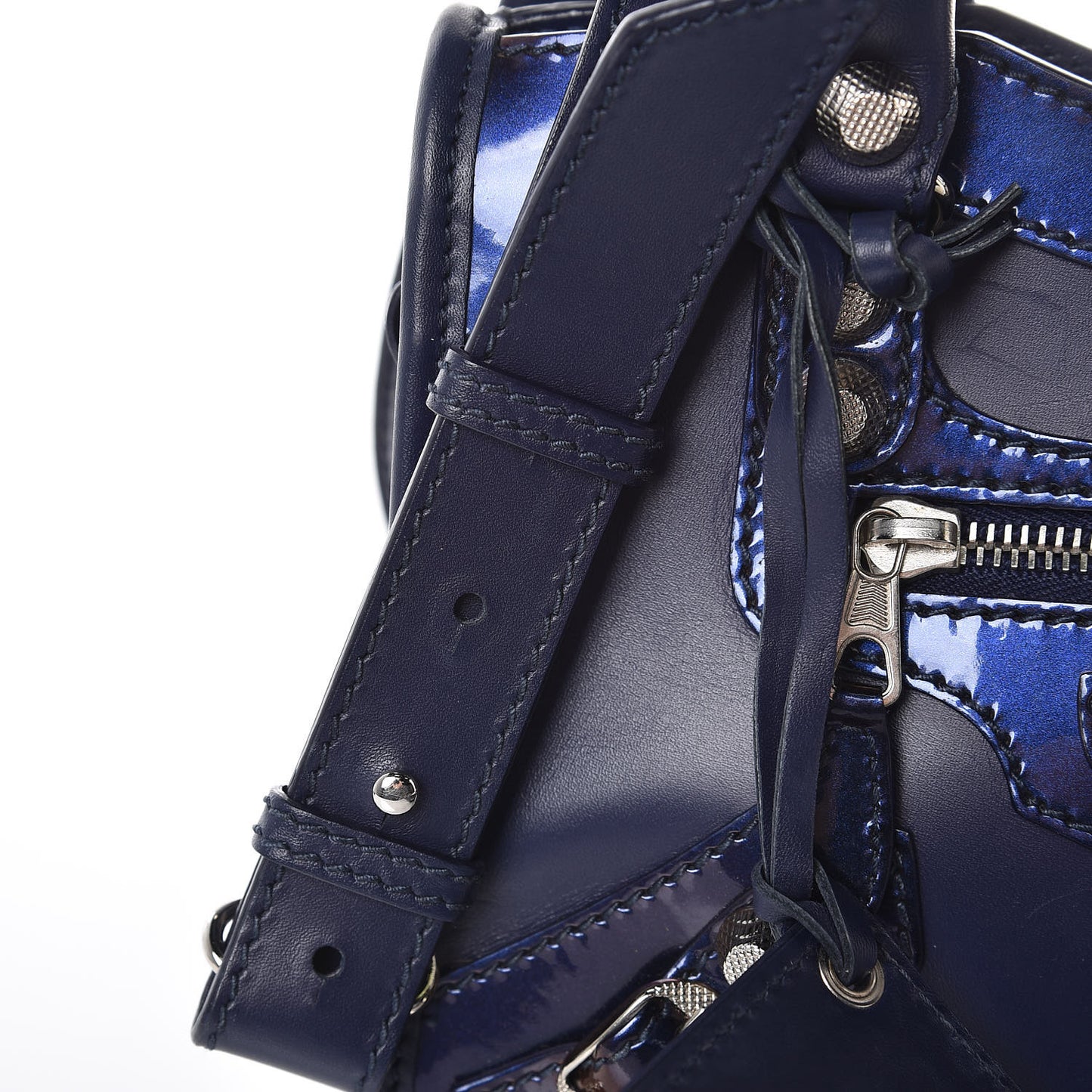 Smooth Calfskin Metallic Patent Giant 12 Silver Hardware Mini City Ultraviolet