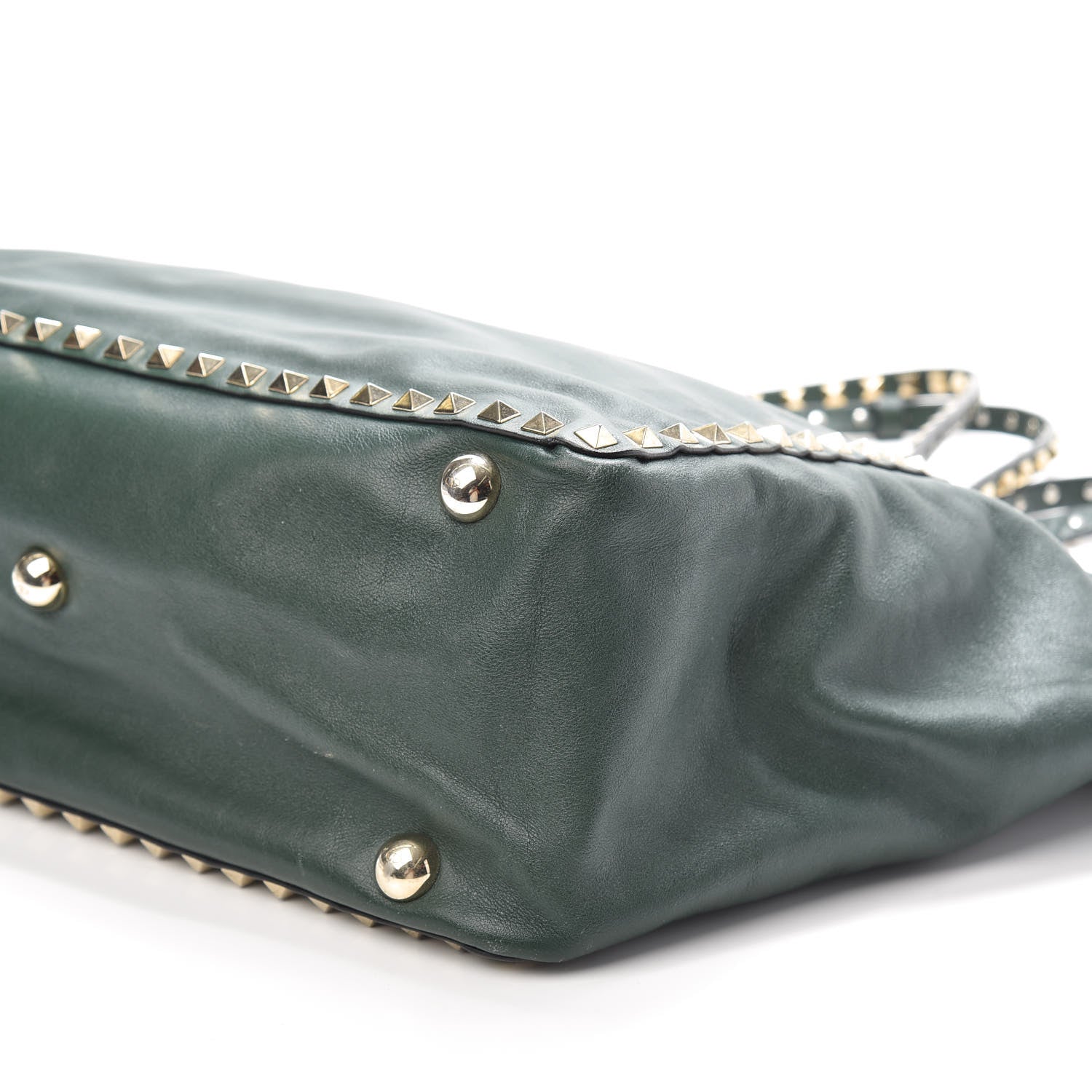 Valentino Garavani Vitello Medium Rockstud Tote Green 9 of 9
