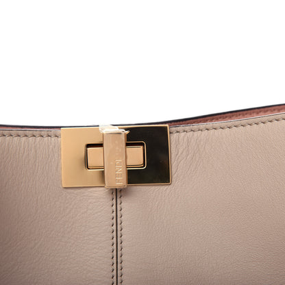 Fendi Vitello Seta Glazed Fabric FF 1974 Medium Peekaboo X-Lite Nuvola Mogano Panna 12 of 12