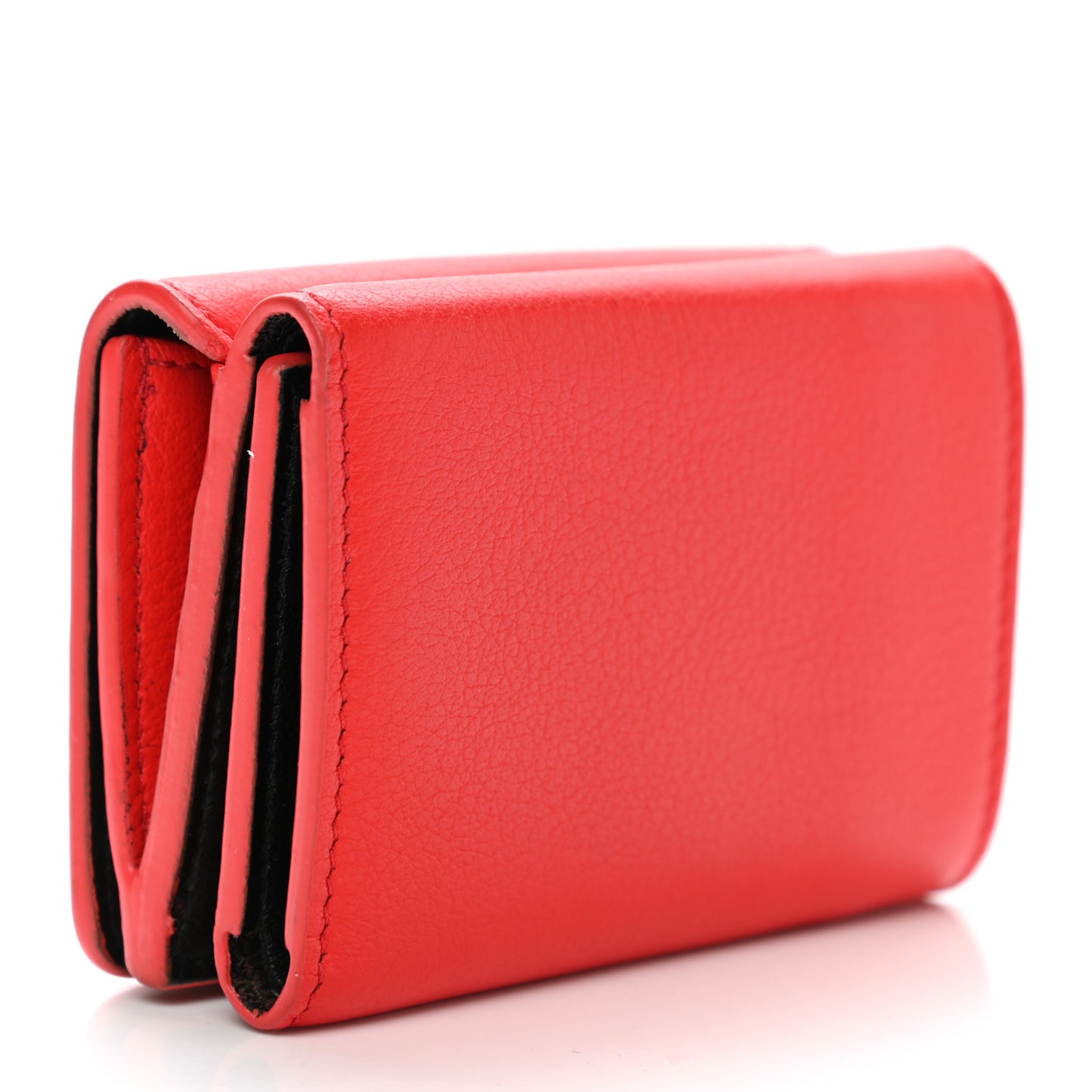 Smooth Calfskin Logo Mini Everyday Wallet Vivid Red Black