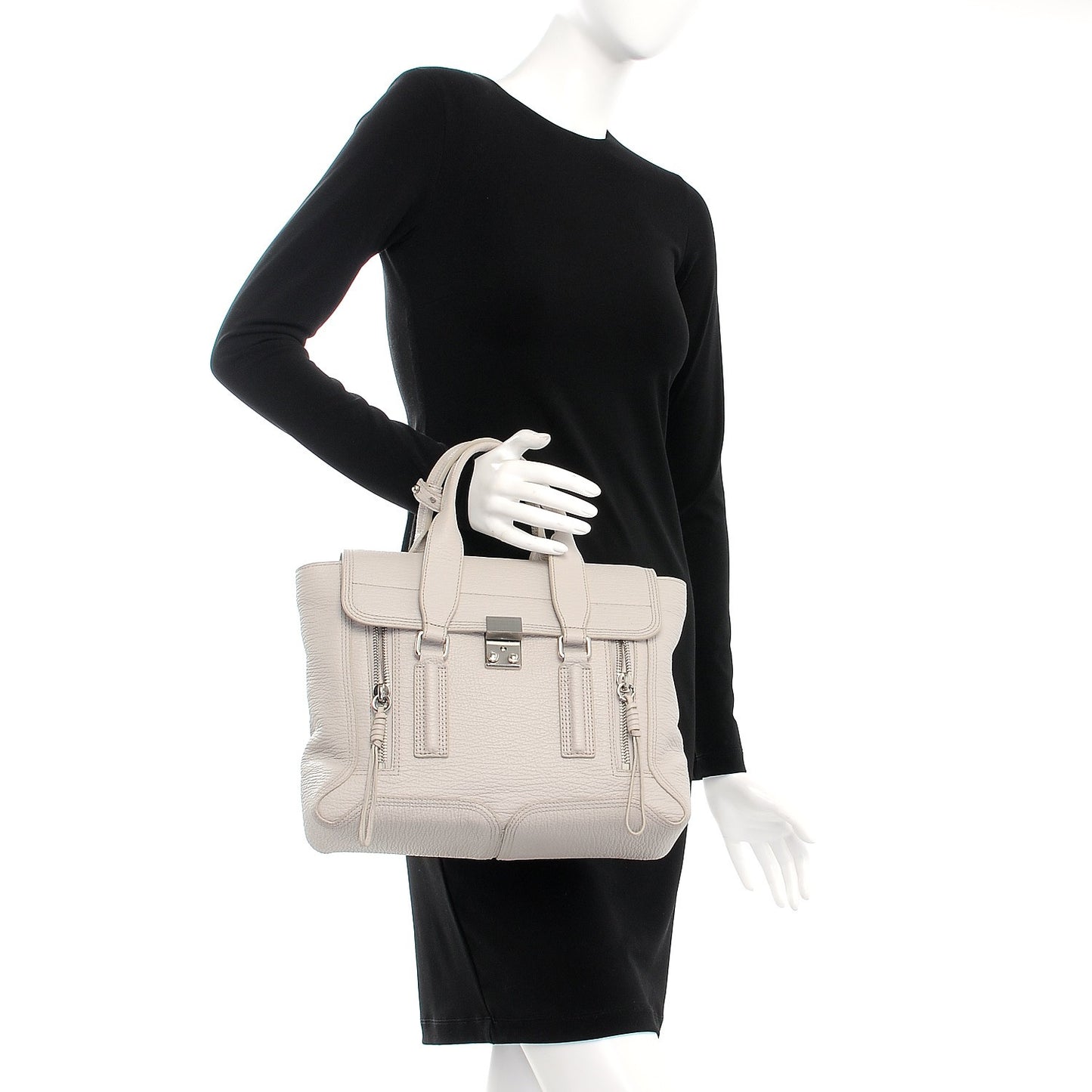Textured Calfskin Medium Pashli Satchel Feather