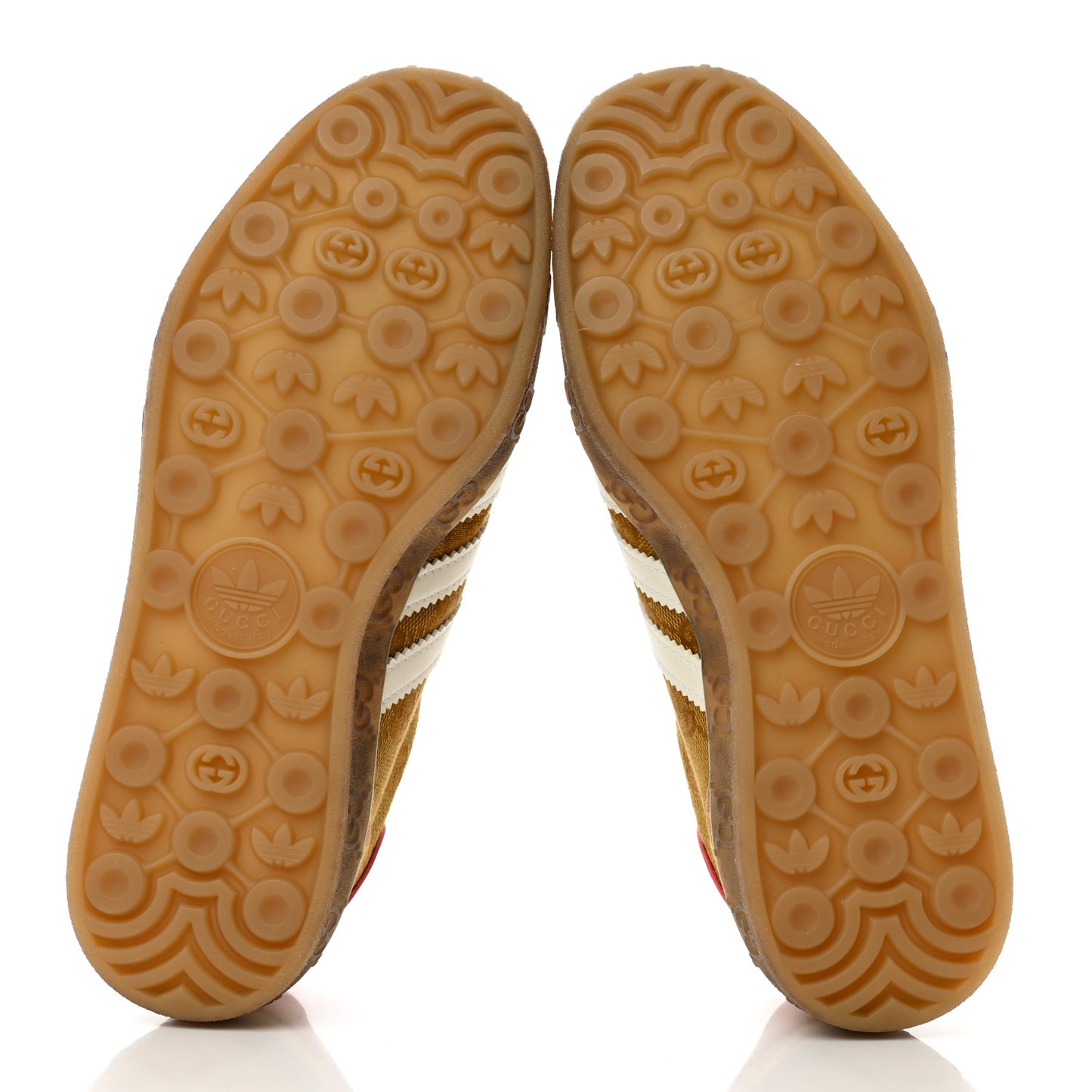 X ADIDAS Vintage GG Monogram Mens Gazelle Sneakers 6.5 Mid Natural Nut Off White