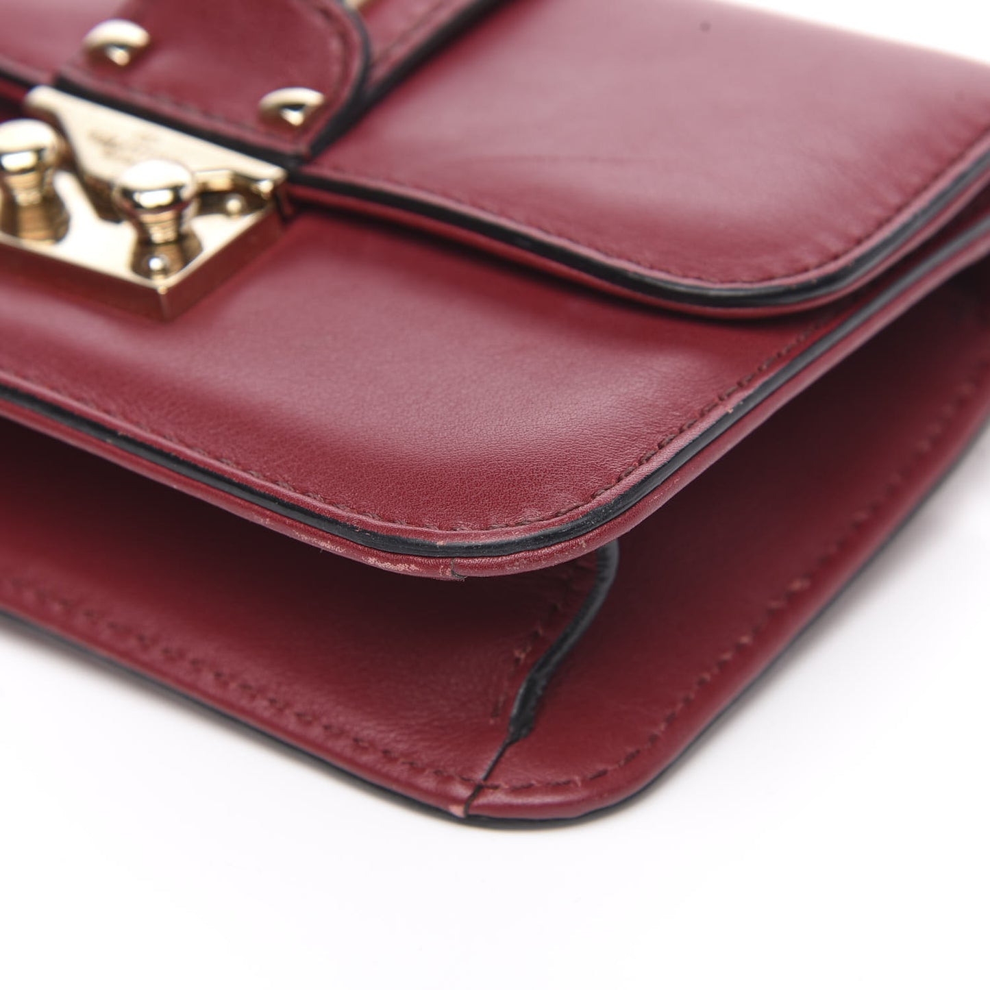 Vitello Mini Glam Lock Rockstud Flap Red