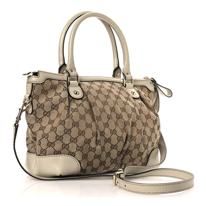 Gucci Monogram Margaux Calfskin Medium Sukey Top Handle Bag Beige Ebony Mystic White 3 of 12