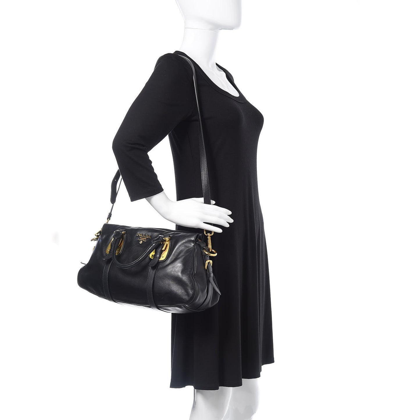 Soft Calf Shopping Satchel Black