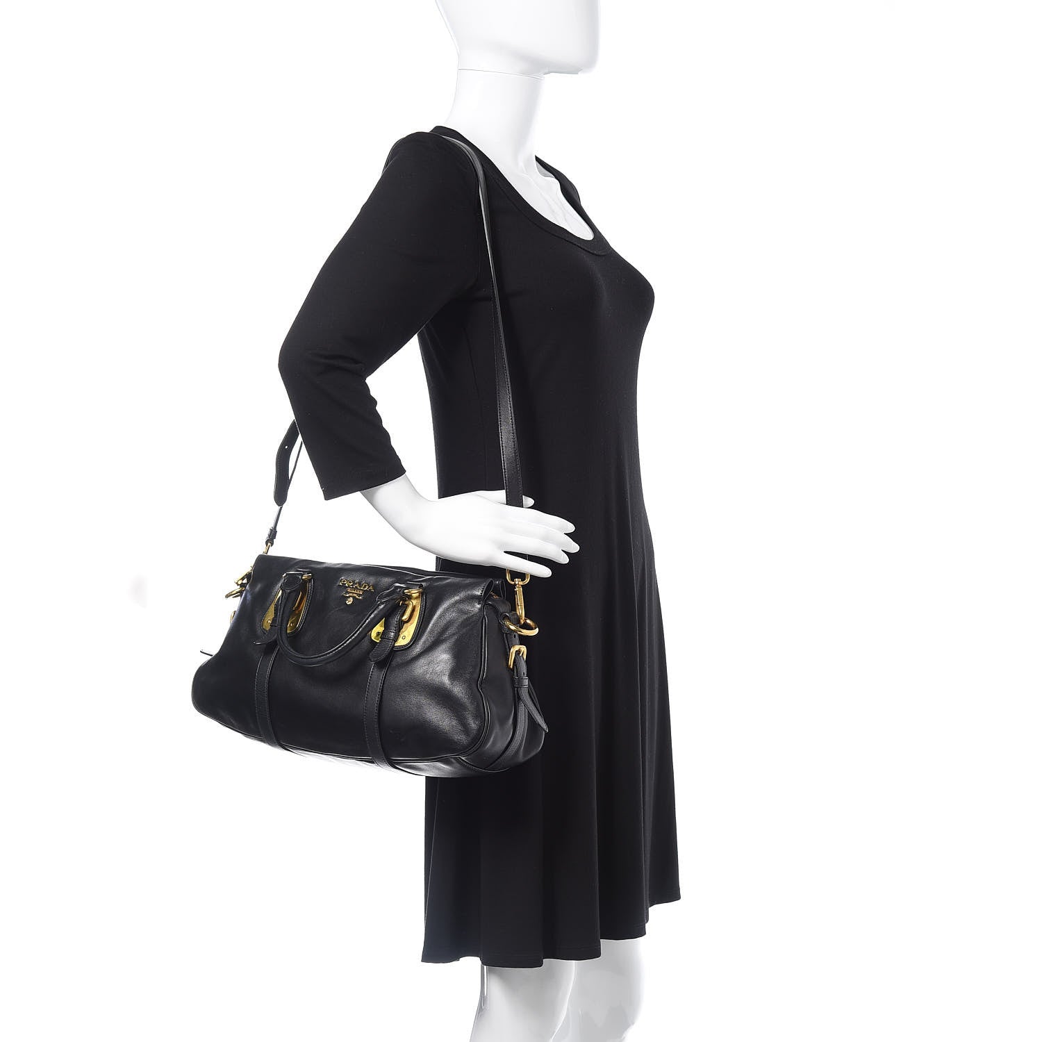 Prada Soft Calf Shopping Satchel Black 2 of 12
