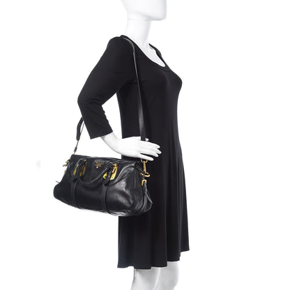 Prada Soft Calf Shopping Satchel Black 2 of 12
