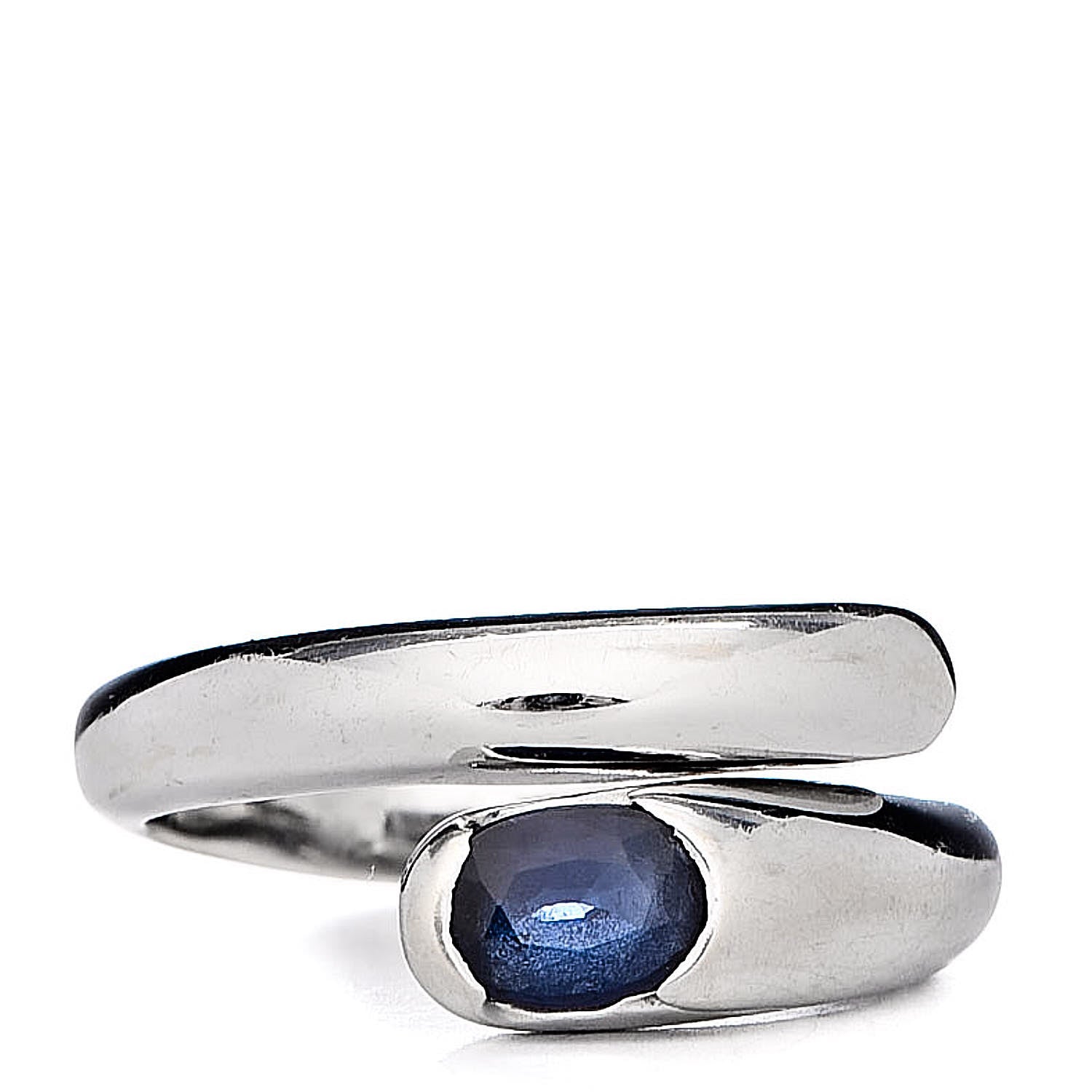Bulgari 18K White Gold Blue Sapphire Astraea Wrap Ring 49 4.75 1 of 5
