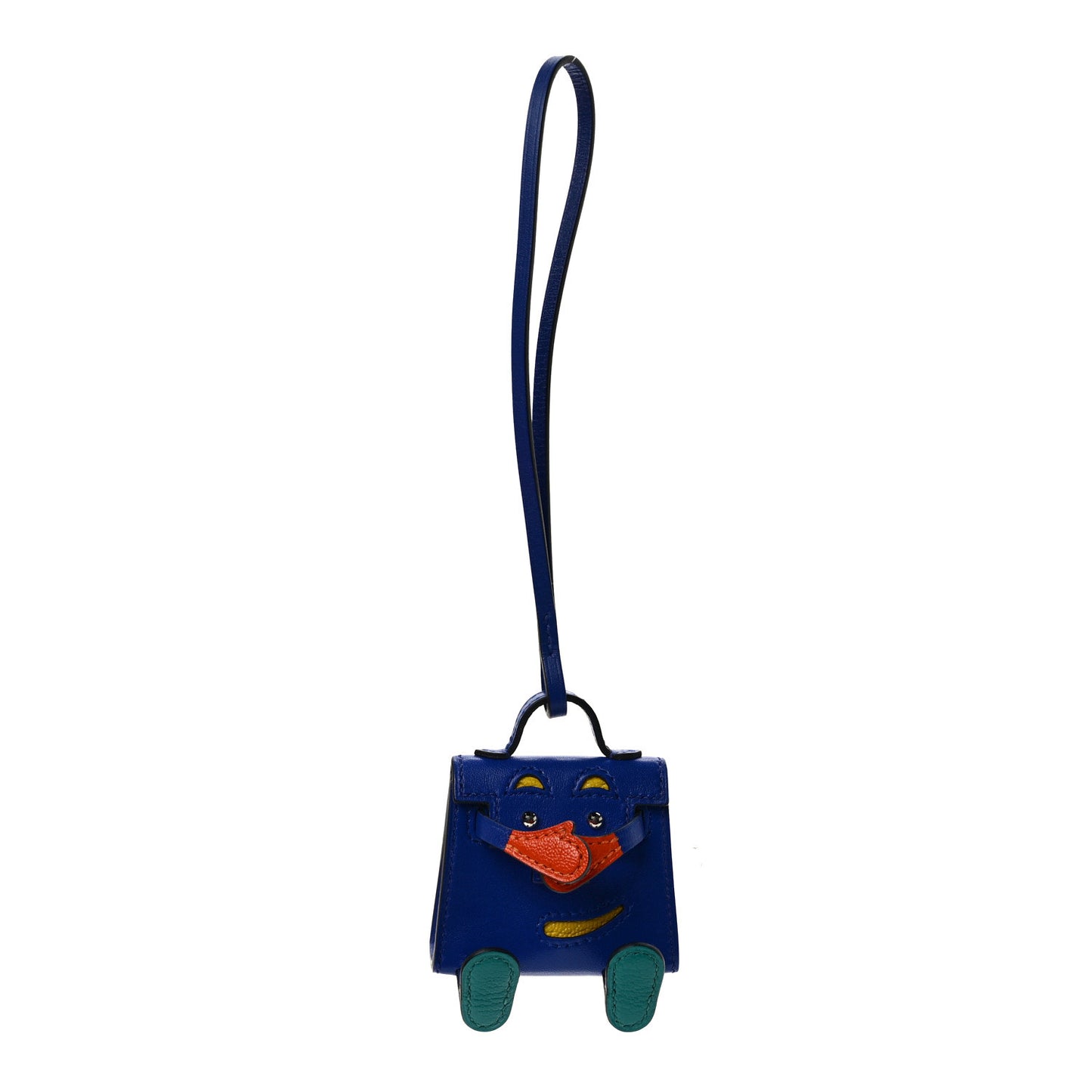 Tadelakt Chevre Mysore Kelly Quelle Idole Bag Charm Bleu Electrique Feu