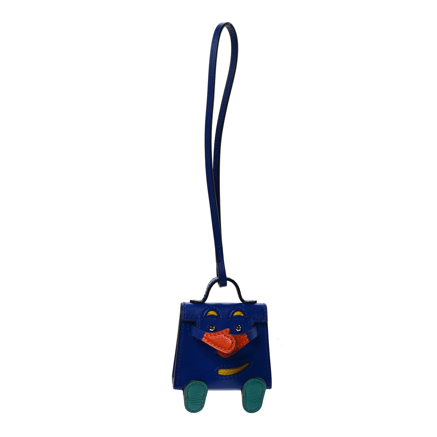 Hermes Tadelakt Chevre Mysore Kelly Quelle Idole Bag Charm Bleu Electrique Feu 1 of 6