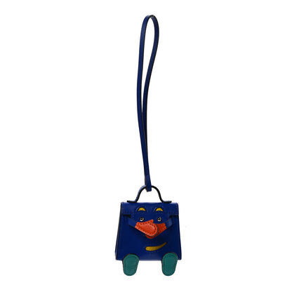 Hermes Tadelakt Chevre Mysore Kelly Quelle Idole Bag Charm Bleu Electrique Feu 1 of 6
