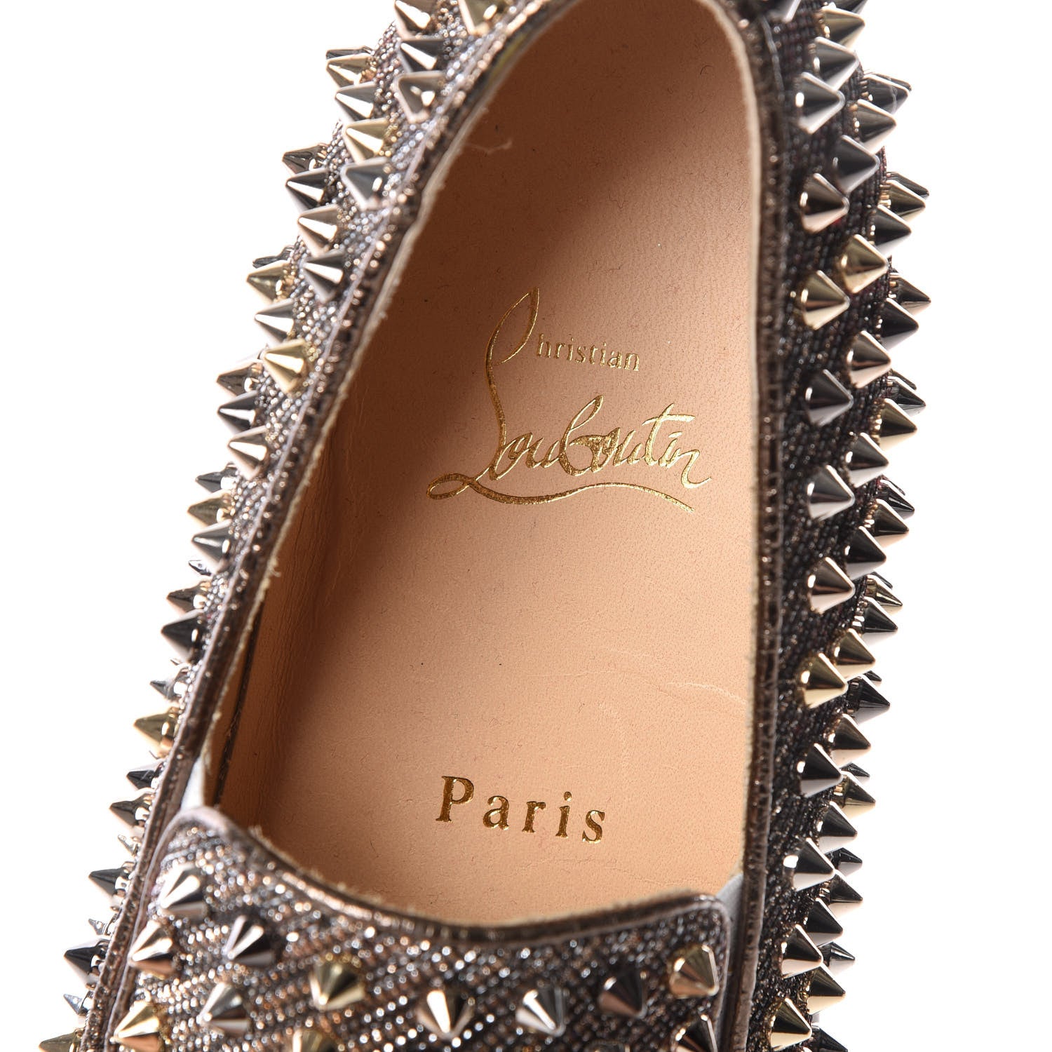 Christian Louboutin Glitter Chain Spikes Womens Roller Boat Flat 38.5 Roche Multicolor 8 of 8