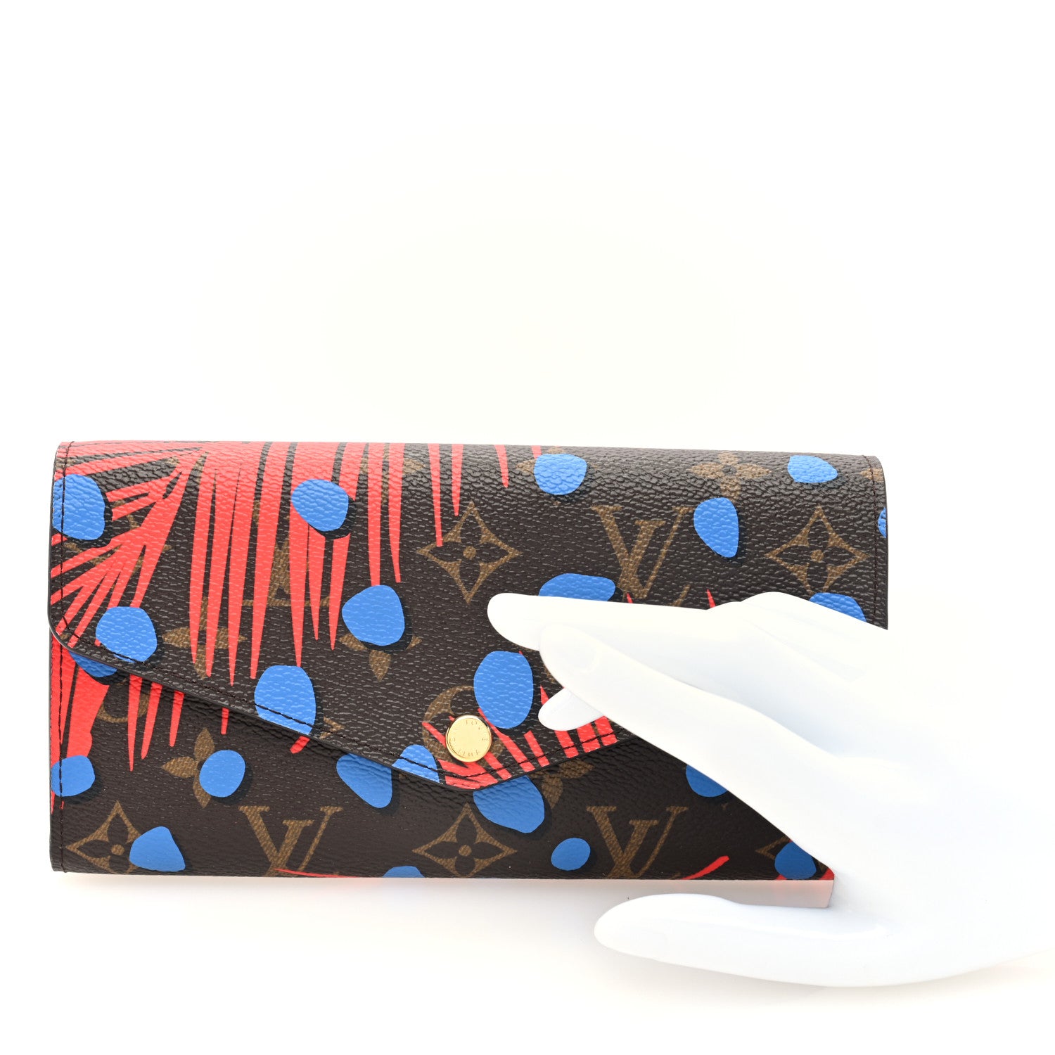 Louis Vuitton Monogram Jungle Dots Sarah Wallet Coquelicot Denim 2 of 7