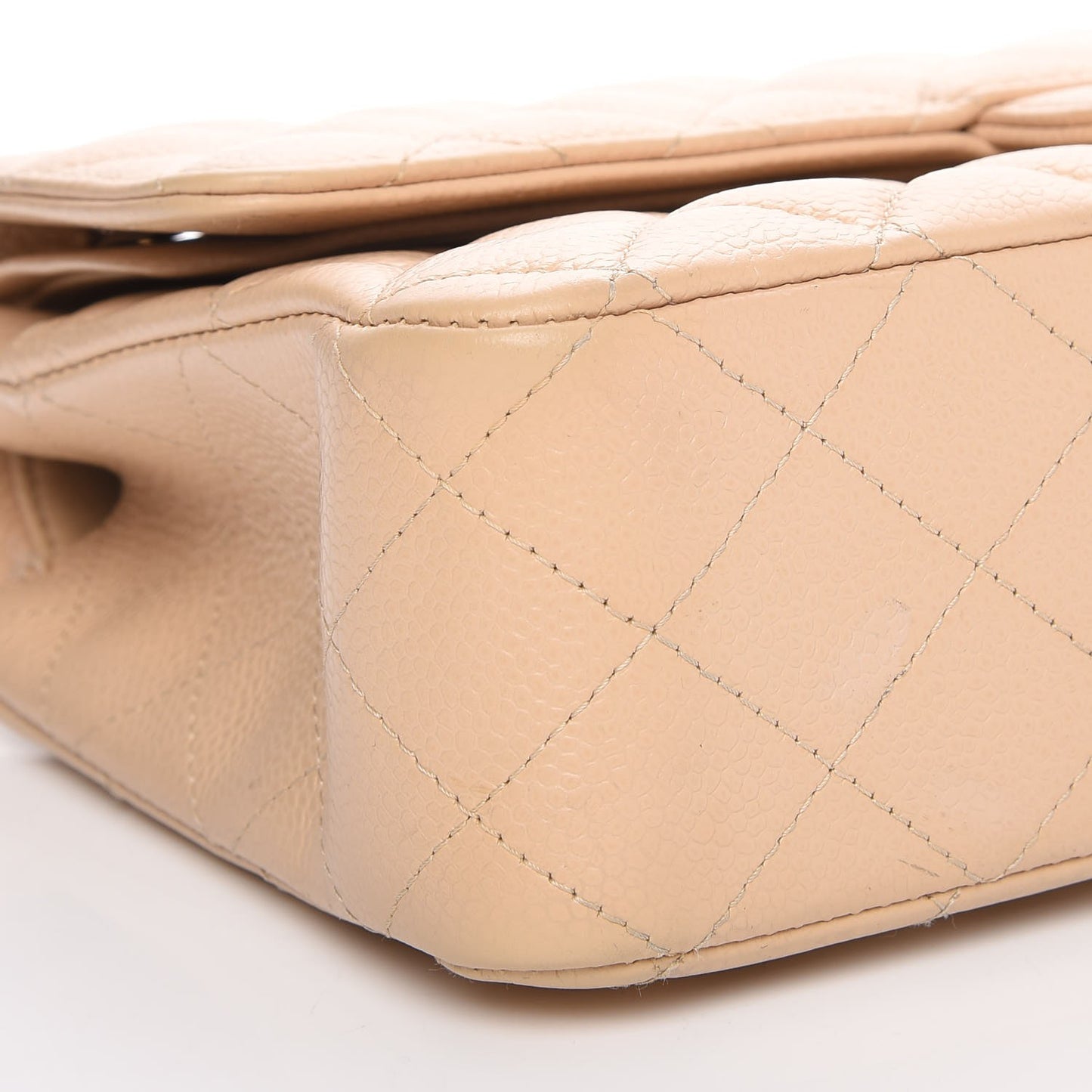 Caviar Quilted Medium Double Flap Beige Clair